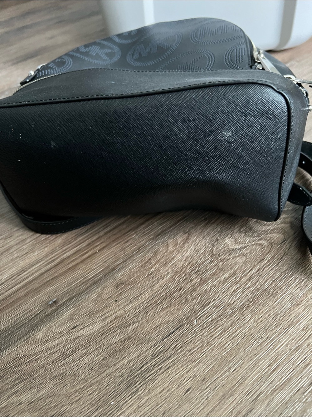 Michael Kors Black Perforated MK Logo Mini Backpack - Picture 6 of 6